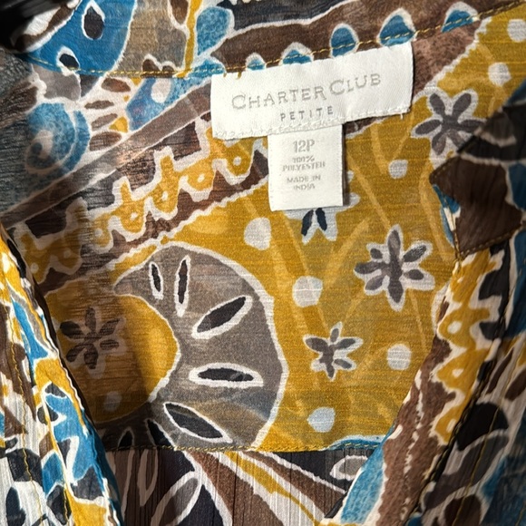 Charter Club Paisley Print Blouse 3/4 Sleeve Top Women’s Size 12P - Picture 4 of 7